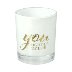 Oxford Candle Jar - White - Gold Foil "Light Up" - Large - 1 of