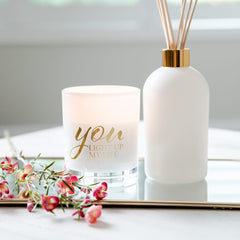 Oxford Candle Jar - White - Gold Foil "Light Up" - Large - 1 of