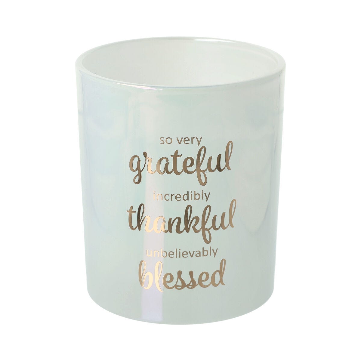 Oxford Candle Jar - White - Rose Gold Foil "Grateful" - Large - 12 of