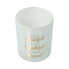 Oxford Candle Jar - White - Rose Gold Foil "Grateful" - Large - 1 of