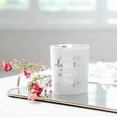 Oxford Candle Jar - Electroplated Rose Gold & White - Rose Gold Foil "Laughter" - Large - 1 of