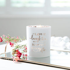 Oxford Candle Jar - Electroplated Rose Gold & White - Rose Gold Foil "Laughter" - Large - 1 of