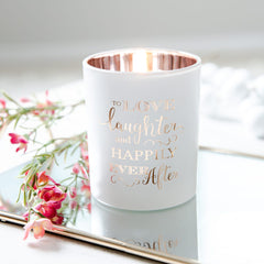 Oxford Candle Jar - Electroplated Rose Gold & White - Rose Gold Foil "Laughter" - Large - 1 of